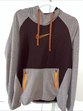 Nike Dri fit men’s high neck LONG hoodie hooded sweatshirt-L ThermaFit Fleece